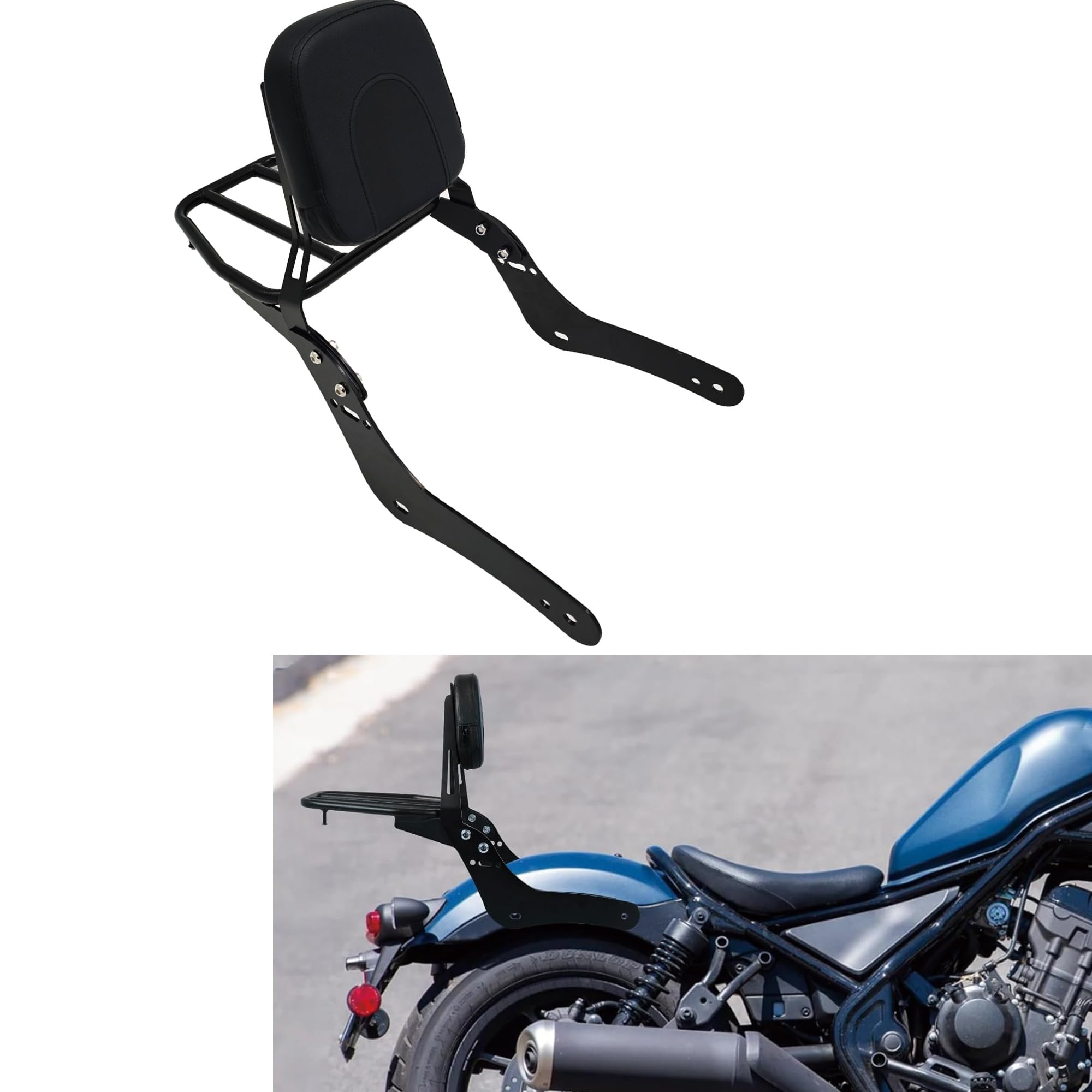 レブル 250 500 リアキャリア付き バックレスト シーシーバー HJ.R レブル 250 500 リアキャリア付き バックレスト シーシーバー HJ.R